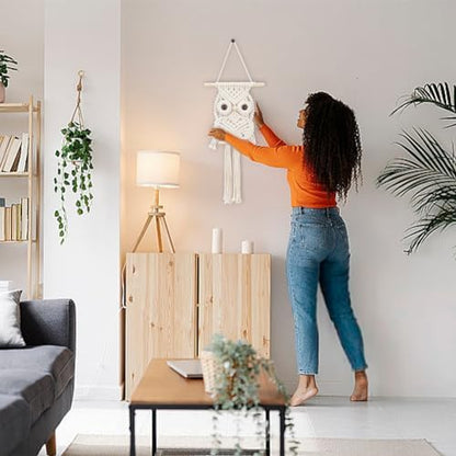 BEUNITONE Leisure Arts Macrame Kit for Beginners Owl Macrame Kit DIY Macrame Kit with Instructions Video Macrame Wall Hanging Supplies Dream Catcher Kit for Room Wall Decoration Easy to Install - Image 6