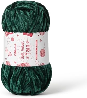 100g Fluffy Velvet Chenille Yarn for Crocheting and Knitting, 80m (87.5yd) Baby Yarn for Crocheting Soft, Crochet Chunky Yarns Amigurumi Yarns (Army Green) by OMoiut