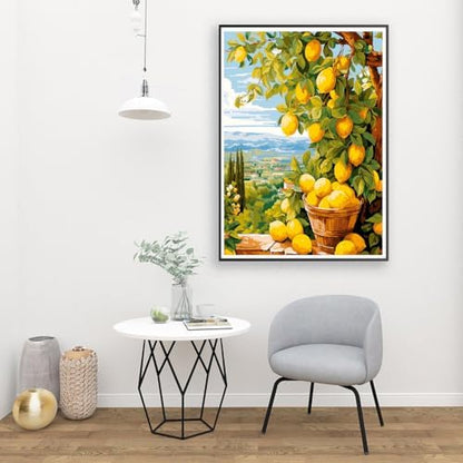 Clendo Lemon Paint by Numbers Kits for Adults, DIY Lemon Tree Adult Paint by Number Kits on Canvas, Digital Oil Number Painting for Home Decor (16x20 Inch) - Image 5