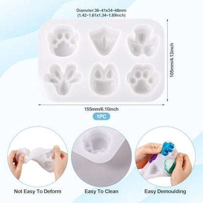 Paw Print Silicone Mold Cute Puppy Kitten Bear Paw Resin Casting Mold Animal Animal Footprint Epoxy Resin Molds for DIY Keychain Supplies Jewelry Making - Image 2