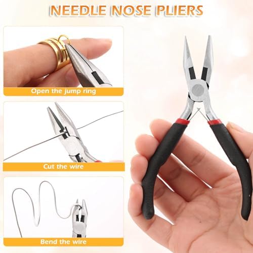 PAXCOO Jewelry Making Kit, 1260 Pcs Assorted Color Jump Rings & Lobster Clasps with Tools & Pliers for Necklace Repair - Image 3