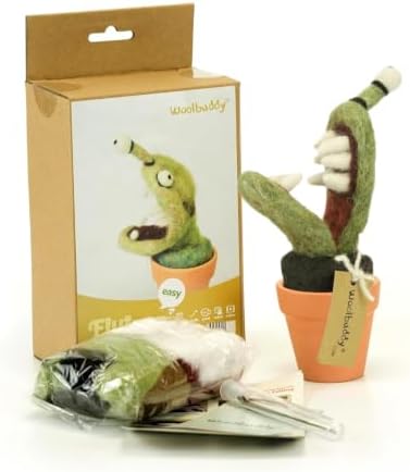 Woolbuddy Needle Felting Starter Kit (Venus Flytrap) for Adults with Tool by Woolbuddy