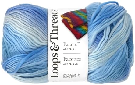 Loops & Threads Facets Yarn - Yarn for Knitting, Crochet, Weaving, and Arts & Crafts - Lapis, Acrylic, 3.5 oz by LoopsThreads