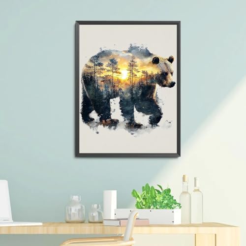 NZNANCHU Paint by Number for Adult,DIY Animal Painting Kits for Adults,Color by Numbers,Bear Paint by Number Canvas Crafts Watercolor for Beginners Hoom Decor (Bear) - Image 6