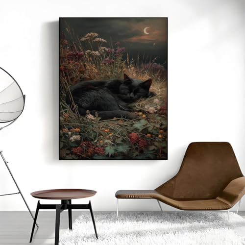 Gothic Cat Paint by Numbers Kit for Adults Framed Canvas, Frameworkless - Image 5