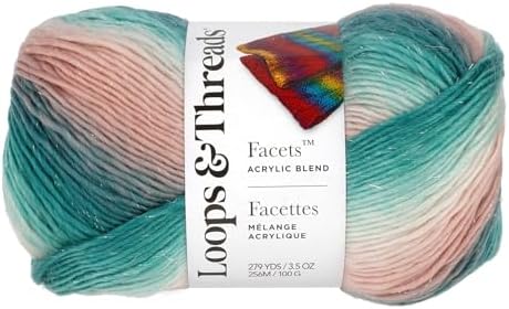Loops & Threads Facets Yarn - Yarn for Knitting, Crochet, Weaving, and Arts & Crafts - Ocean Jasper, Acrylic, 3.5 oz - Image 4