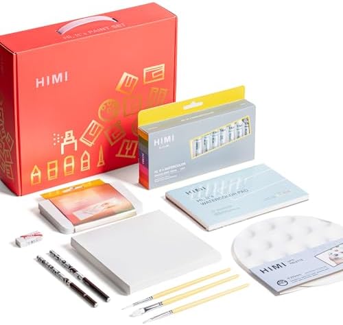 HIMI Watercolor Paint Set, – Complete 24 Colors Watercolor Tube, 12 Colors Metallic Watercolor Paint, Brushes, Watercolor Pad, Palette, Foldable Frame by HIMI