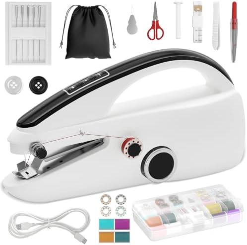 Handheld Sewing Machine Heavy Duty & Portable, 2-Speed Mini Sewing Machine with Sewing Kit & Storage Bag for Beginners, Adults, DIY, Home, Travel, Quick Clothing Repairs by BEARFIRE