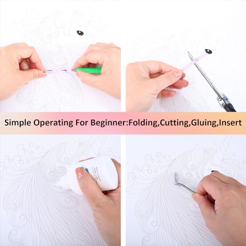 Ohmique Paper Quilling Kit - Paper Quilling Kit for Beginner Adults,DIY Set with Quilling Paper Strips 5mm, Filigree Paper Tools, 4 Patterns Flowers,Peacock,Unicon DIY Craft - Image 3