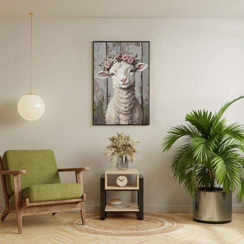 Framed Paint by Numbers Kit for Adults Beginner & Kids Ages 8-12, Lamb Paint by Numbers on Canvas with Frame, without Easel, DIY Number Painting for Adults Cute Animal for Home Decor Gift 8 x 12 Inch - Image 3