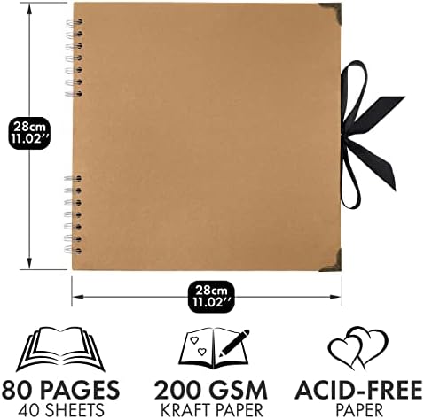 Scrapbook Album, 80 Pages, 11 x 11 Inch, Brown Photo Album, Scrap Book - Image 2