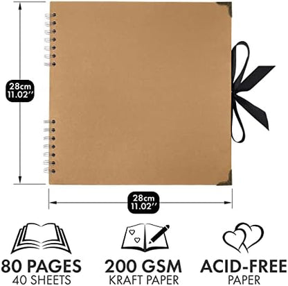 Scrapbook Album, 80 Pages, 11 x 11 Inch, Brown Photo Album, Scrap Book - Image 2