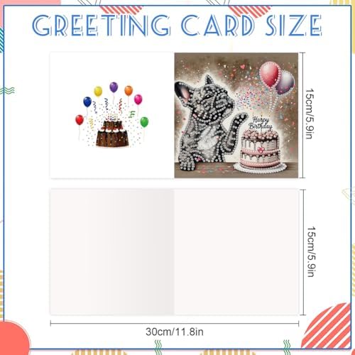 jinglinhh 6pcs Diamond Art Painting Happy Birthday Cake French Bulldog Puppy Chihuahua Dog Greeting Cards with Envelopes, DIY Card Making Kits for Adults, Diamond Art Postcards Christmas Cards Craft Gifts - Image 2