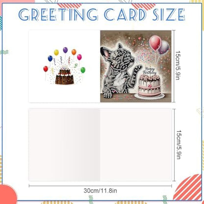 jinglinhh 6pcs Diamond Art Painting Happy Birthday Cake French Bulldog Puppy Chihuahua Dog Greeting Cards with Envelopes, DIY Card Making Kits for Adults, Diamond Art Postcards Christmas Cards Craft Gifts - Image 2