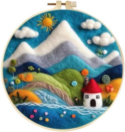 CaptainCrafts Needle Felting Kit, Wool Felt Supplies, Embroidery Hoops, Wool Painting Tools Needle Felting Starter Kit for DIY Decoration (Mountain Peak Homestead) by CaptainCrafts