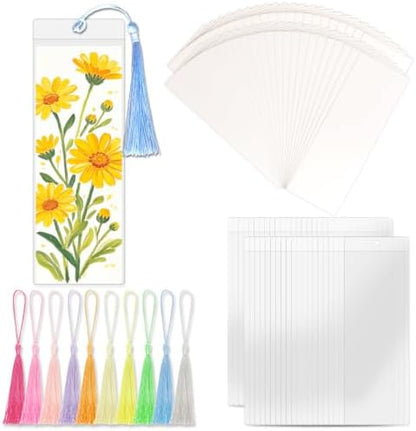 130-PCS Bookmark Making Kit, 300g 5.5x2in Cards, Sleeves, Tassels by Unknown
