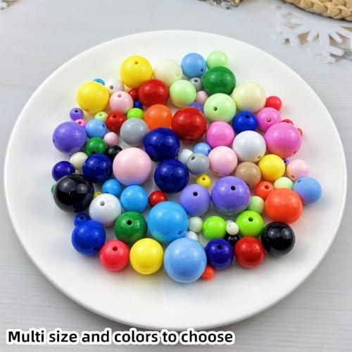 40pcs Acrylic Round Beads for Crafts 18mm Resin Candy Color Spacer Beads with Hole for Jewelry Making Sewing Crafts Decoration Necklaces Bracelets Earrings Supplies(Rose Red) - Image 5