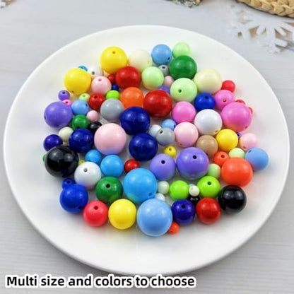 40pcs Acrylic Round Beads for Crafts 16mm Resin Candy Color Spacer Beads with Hole for Jewelry Making Sewing Crafts Decoration Necklaces Bracelets Earrings Supplies(White) - Image 5