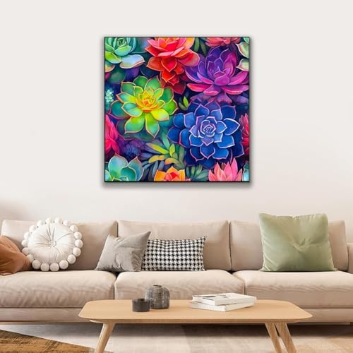 JUJUHOOD Succulent Plant Framed Paint by Numbers Kit for Adults Beginner & Kids Ages 8-12,Easy Paint by Number Without Easel, Acylic Paint by Numbers for Gift Home Wall Decor (10x10Inch) - Image 2