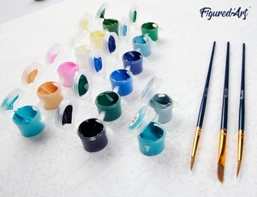 Figured'Art Paint by Numbers for Adults with Frame Turtle Design 16"x20" - Craft Art Painting DIY Kit Canvas Already Stretched on a Wooden Frame - Image 6