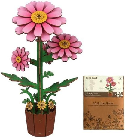 Evankin 3D Wooden Flower Daisy Puzzle Kit, DIY Bouquet Model by Evankin