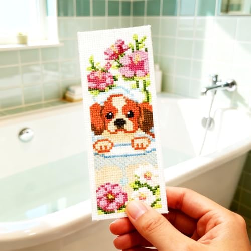 ORIGACH 6 Set Bathtime Animals Cross Stitch Bookmark Kit for Beginner - Image 5