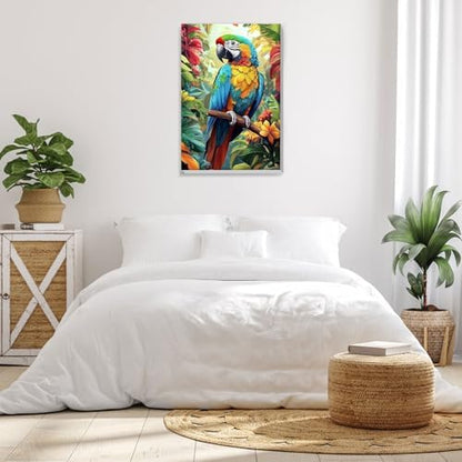 Bowetile Framed Paint by Numbers Parrote for Adults Beginners, Adults' Paint-by-Number Birds Kits, Easy Adult Paint by Number Kits on Canvas, Acrylic Animals Number Painting for Home Decor, 8x12in - Image 4