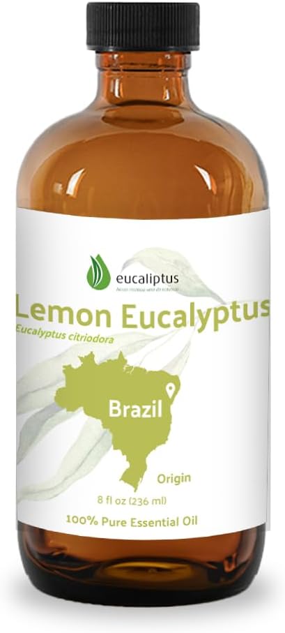 Nature Packaged Lemon Eucalyptus Oil by Eucaliptus from Brazil - Pure Lemon Eucalyptus - 100% Pure Steam Distilled Natural Aceite de Eucalipto Limón - Aromatherapy - Premium Therapeutic Grade (8oz)