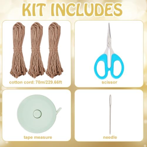 INFUNLY DIY Macrame Bag Kit for Adults Beginners Bohemian Macrame Cord Shoulder Bag Set with Tassel Hmade Knotting Satchel Bag Kit with Instruction DIY Macrame Bag Kit for Women Holiday Beach Decor - Image 2