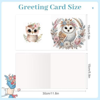 Tontut 6pcs Diamond Painting Kit Greeting Card, Owl 5D DIY Diamond Handmade Holiday Greeting Card with Envelope, Christmas Gift Congratulation - Image 2