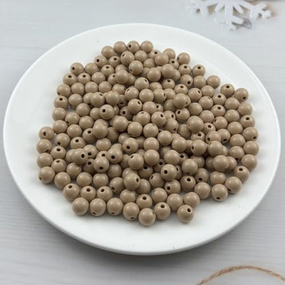 200pcs Acrylic Round Beads for Crafts 10mm Resin Candy Color Spacer Beads with Hole for Jewelry Making Sewing Crafts Decoration Necklaces Bracelets Earrings Supplies(Light Brown) - Image 2