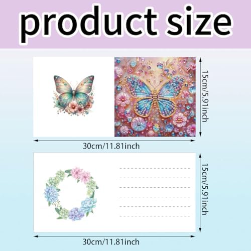 MaiYiYi 6 Pack DIY Butterfly Diamond Art Greeting Cards Kit - Image 2