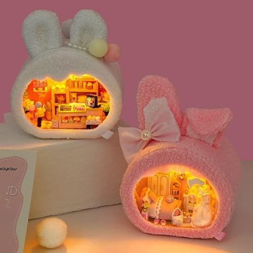 DIY Miniature House Kit, Cute Animal Style Wood Dolls House Model with LED Light - Creativity Gift for Women and Adults - Image 4