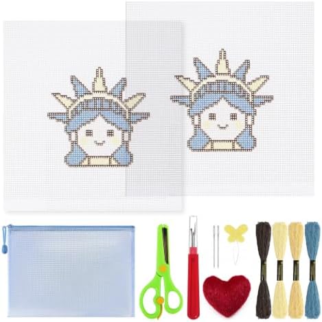 13Pcs Lady Liberty 18 Mesh Needlepoint Canvas Kit for Beginners Adults by Unknown