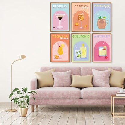 6 Pack Paint by Numbers Kit for Adults Beginners - Cocktail Adult Paint by Number Kits on Canvas Without Frame, DIY Cocktail Acrylic Oil Number Painting Kits for Gift Home Wall Decor 8x12 Inch - Image 3