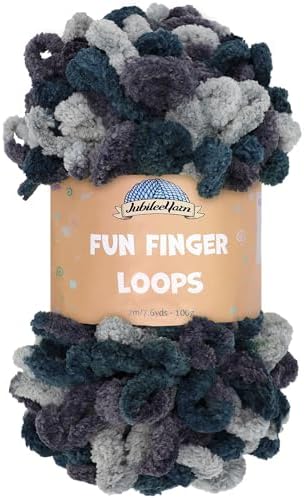 JubileeYarn Fun Finger Loops Yarn - Green Black Silver - 1 Skein by BambooMN