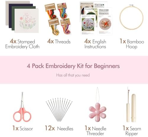 wtisan 4 Pack Embroidery kit for Beginners Cross Stitch Kits for Adults - Image 3