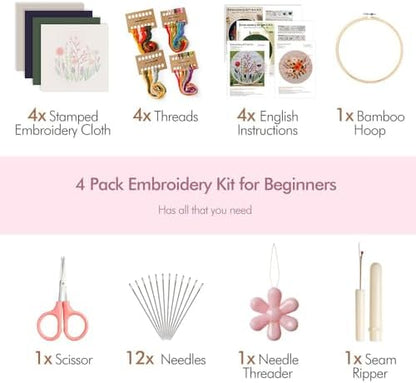 wtisan 4 Pack Embroidery kit for Beginners Cross Stitch Kits for Adults - Image 3