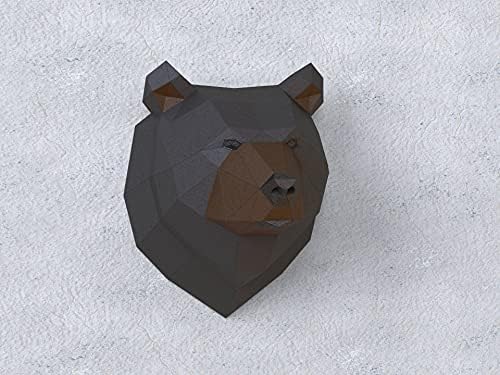Grizzly Trophy Paper Sculpture,Pre-cut DIY Papercraft Kit,Handmade Bear Figurine, Color,Low Poly Wall Decor,All Accessories Included - Image 5