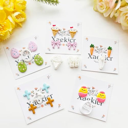 Easter Polymer Clay Cutters Set - 12pcs Sharp & Durable Bunny, Chick, Ice Cream & Egg Shapes for DIY Earring Jewelry Making, Soft Clay Crafts & Spring Holiday Supplies - Image 6