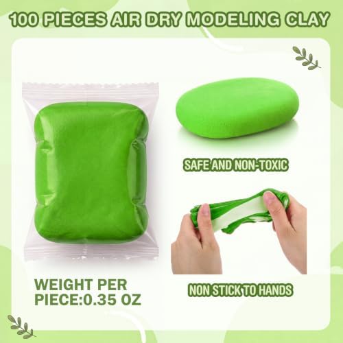 Air Dry Clay Bulk, Modeling Clay for Kids, 100 Pcs, Green - Image 2