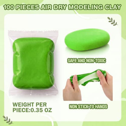 Air Dry Clay Bulk, Modeling Clay for Kids, 100 Pcs, Green - Image 2