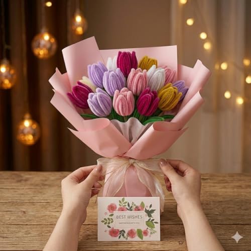 All-in-One Pipe Cleaners Flower Kit, 800 PCS DIY Flower Bouquet Making Kit with 8 Colors Pipe Cleaners, Floral Wire, Tape, Wrapping Paper & Video Tutorial, Handmade Gift for Adults, Teens, Beginners - Image 4
