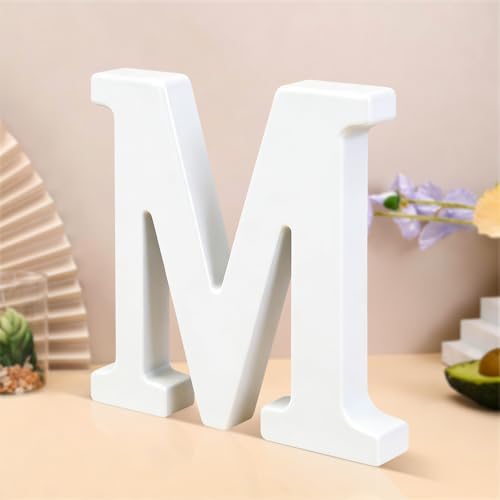 6 Inch White Wood Letters Unfinished Wooden Letters for Wall Decor Decorative Standing Letters Slices Sign Board Decoration for Craft Home Party Projects (M) by Unknown