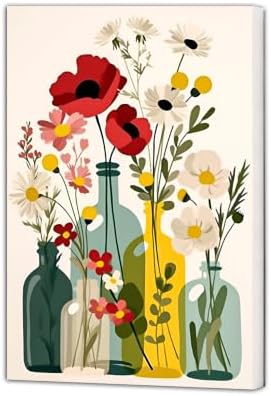NXIKYO Framed Flower Bottles Paint by Numbers Kit for Adults Beginner, Wildflower Vase Easy Paint by Numbers Canvas with Frame, DIY Painting Kit for Relaxing Home Wall Decor Gift 8x12 Inch by NXIKYO