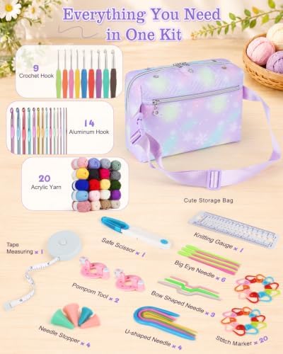 Aeelike Crochet Kit for Beginners Adult, Complete Knitting Yarn Kit, Purple - Image 3