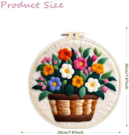 CaptainCrafts Needle Felting Kit, Wool Felt Supplies, Embroidery Hoops, Wool Painting Tools Needle Felting Starter Kit for DIY Decoration (Flower Basket) - Image 2