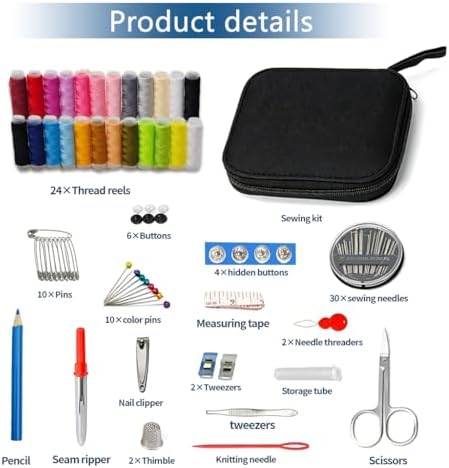 Obear 95-Piece Sewing Kit for Adults & Beginners – 24 Color Threads, Needles, Scissors & Tape Measure – Portable Emergency Repair Kit for Hand Sewing, Clothing, Buttons, Hemming at Home or On the Go - Image 3
