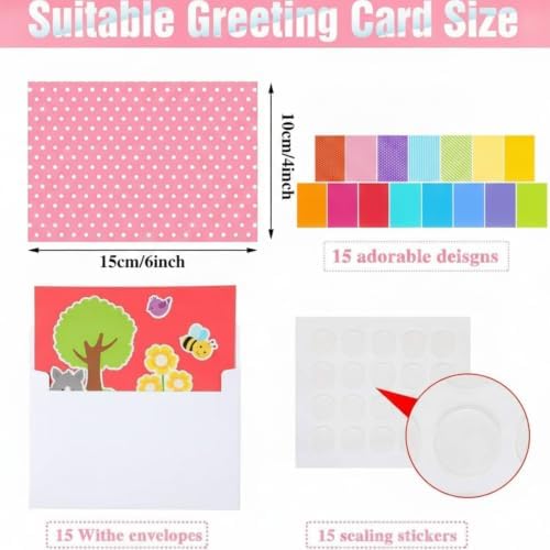 Outus 15 Pcs Card Making Kits for Kids, Handmade DIY Greeting Cards - Image 2