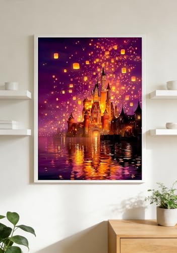 CraftBliss Paint by Numbers for Adults, Magical Sky Lantern Castle, DIY Acrylic Oil Painting Kit on Canvas, Fantasy Landscape Wall Art for Beginners, Home Decor Gift for Art Lovers, 12x16 inch - Image 5